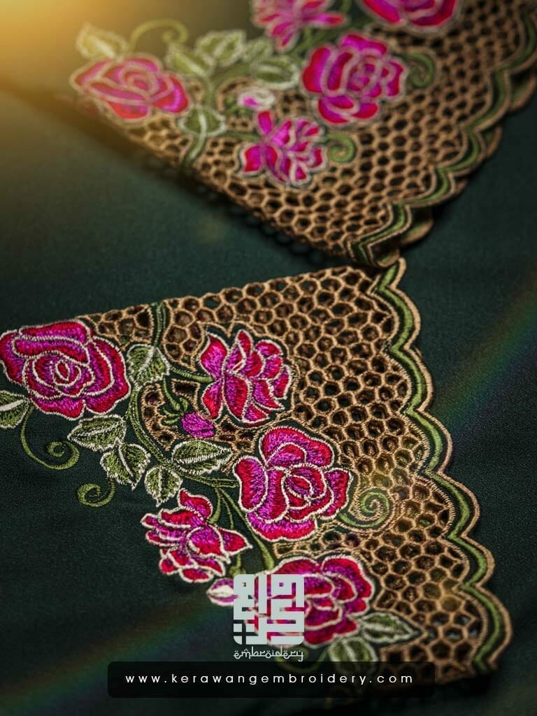Kurung Moden Pendek Sulam Kerawang - Butik Kerawang Embroidery
