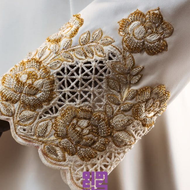 Baju Pengantin Princess Cut Sulam Goyang Corak Bunga Ros