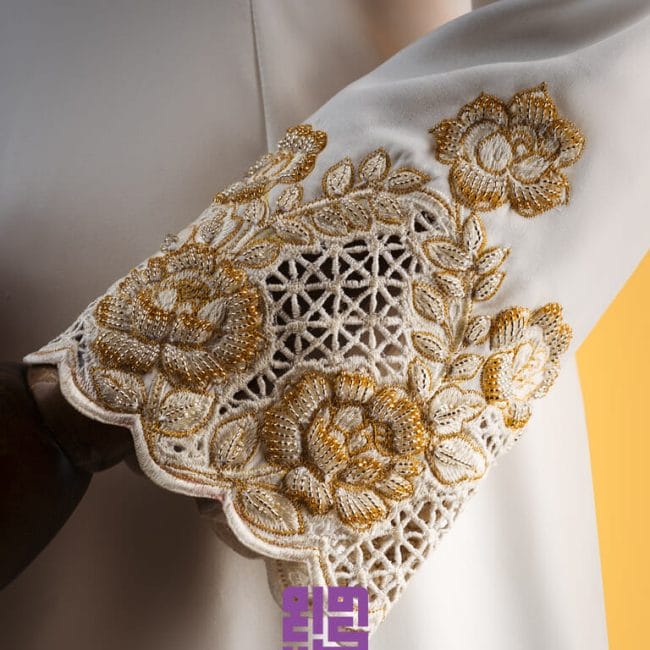 Baju Pengantin Princess Cut Sulam Goyang Corak Bunga Ros